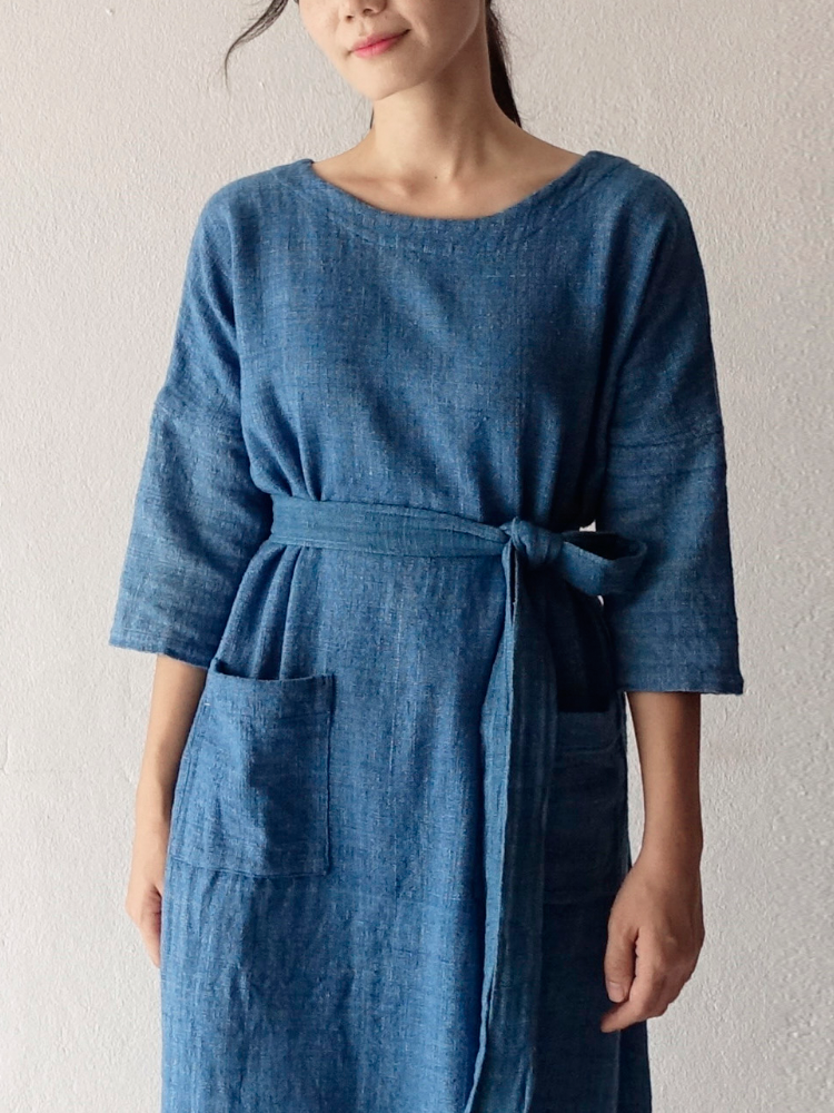 Hand-woven Dress_Indigo Blue